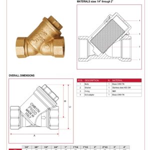 Cấu tạo thông số kích thước y lọc đồng ITAP 192