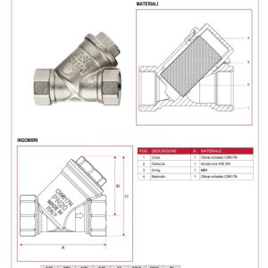 Cấu tạo thông số kích thước y lọc đồng ITAP 193